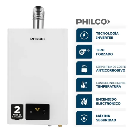 Calefón Philco 14/l Min - Blanco - Tiro Forzado - Tecnología Pilotless