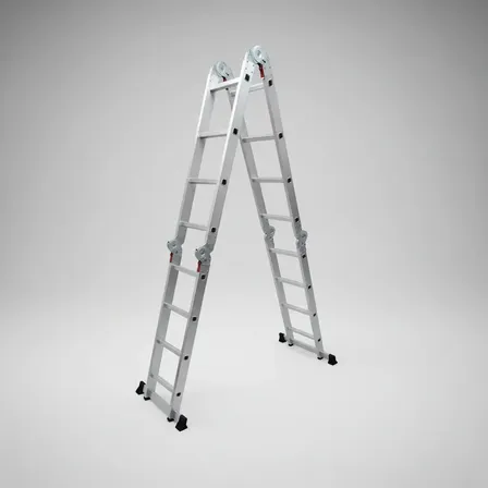 Escalera De Aluminio Articulada 16 Escalones Alpina Color Plateado