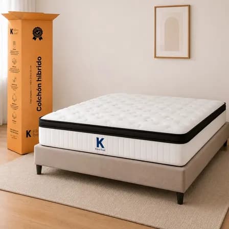 Colchón En Caja Hybrid 2 Plazas 140x200x25 Resortes Pocket Espuma Pillow Color Blanco KL-Aureo Känn Livet
