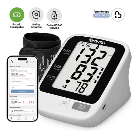 Tensiometro Digital Brazo Presion Arterial Aparato Para Tomar Presion Batería Recargable Usb Medidor Automatico Femmto